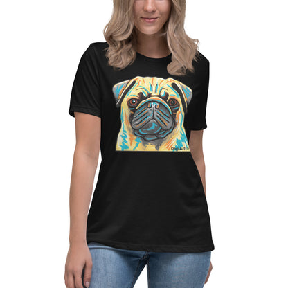 Pug women's t-shirt black by Dog Artistry