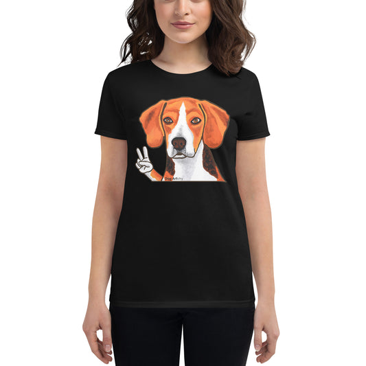 Beagle peace women's t-shirt black by Dog Artistry