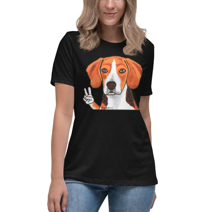 Beagle peace women's t-shirt black by Dog Artistry