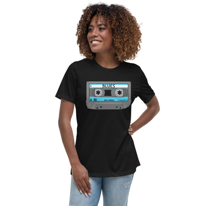 Blues Cassette Tape Women's Relaxed T-Shirt by Dog Artistry