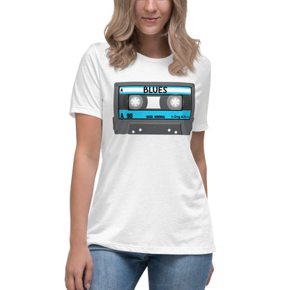 Blues Cassette Tape Women's Relaxed T-Shirt by Dog Artistry