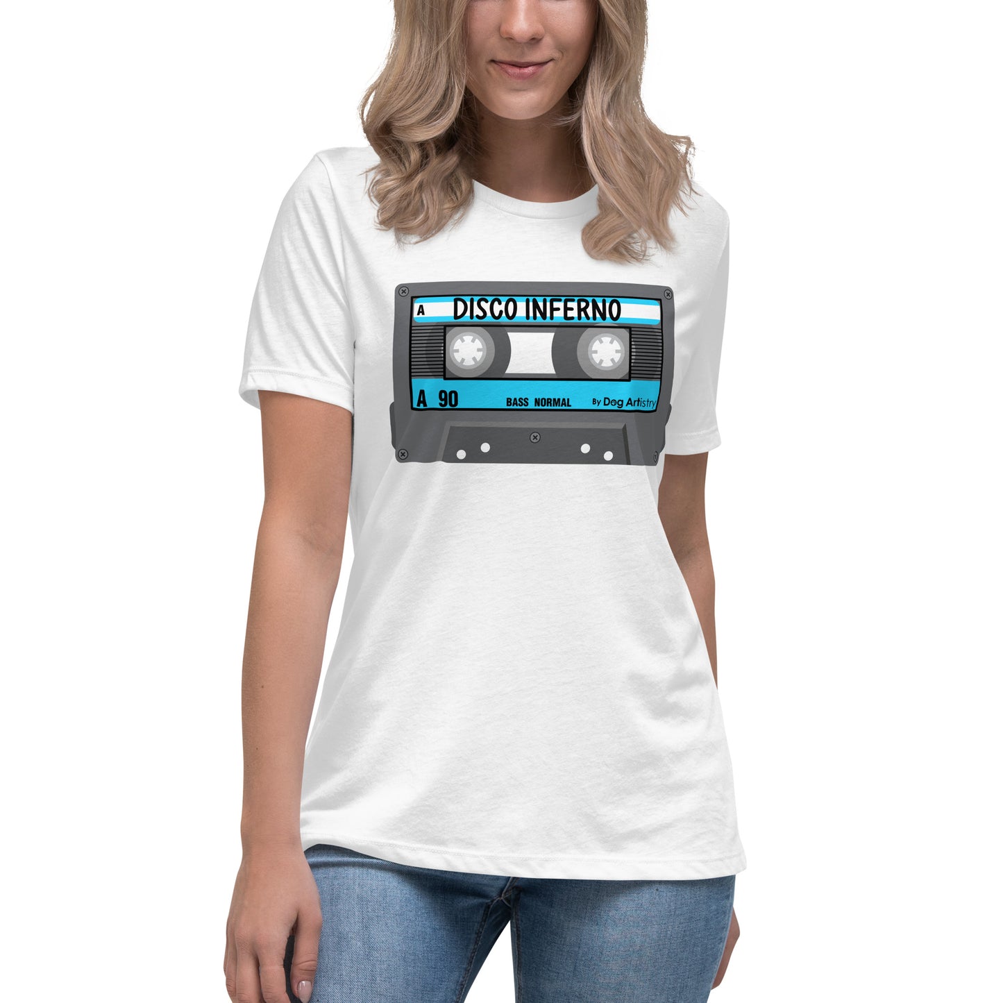 Disco Inferno Cassette Tape Women's Relaxed T-Shirt by Dog Artistry