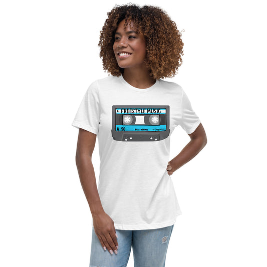 Freestyle Music Cassette Tape Women's Relaxed T-Shirt by Dog Artistry