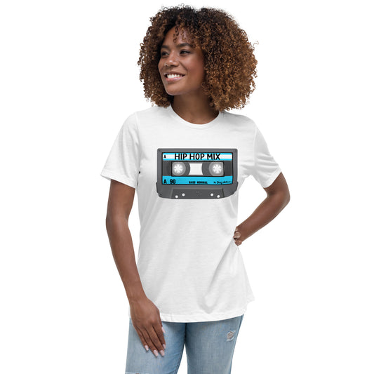 Hip Hop Mix Cassette Tape Women's Relaxed T-Shirt by Dog Artistry