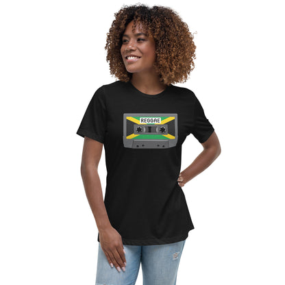 Reggae Cassette Tapes with Jamaican Flag Women's Relaxed T-Shirt