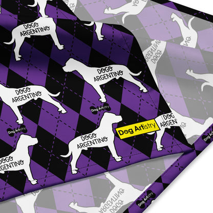 Dogo Argentino Argyle Purple and Black All-over print bandana
