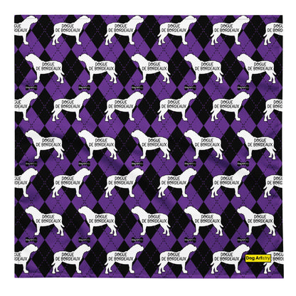 Dogue de Bordeaux Argyle Purple and Black All-over print bandana