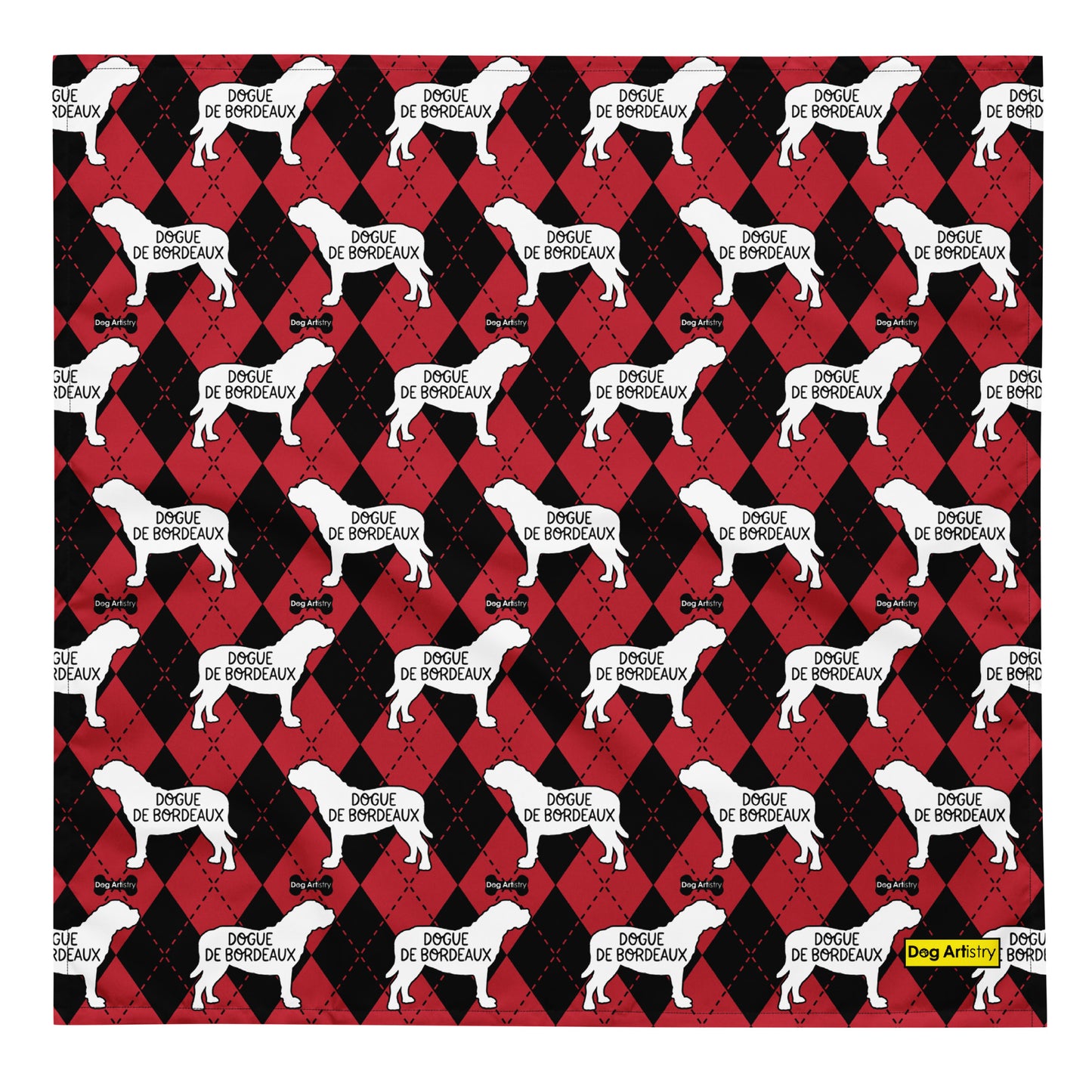 Dogue de Bordeaux Argyle Red and Black All-over print bandana