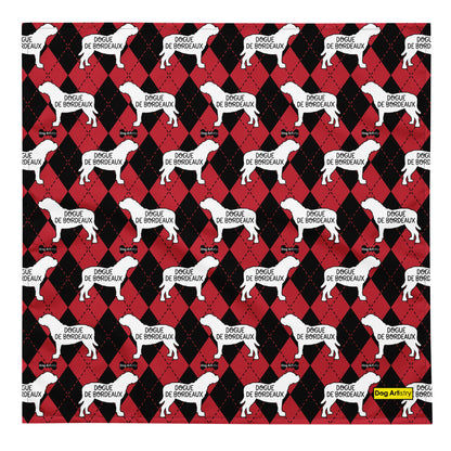 Dogue de Bordeaux Argyle Red and Black All-over print bandana