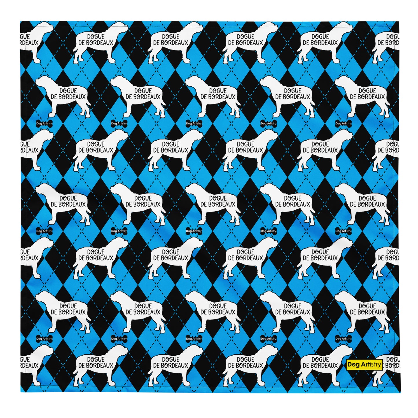 Dogue de Bordeaux Argyle Blue and Black All-over print bandana