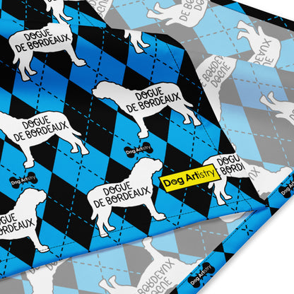 Dogue de Bordeaux Argyle Blue and Black All-over print bandana