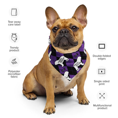 English Bulldog Argyle Purple and Black All-over print bandana