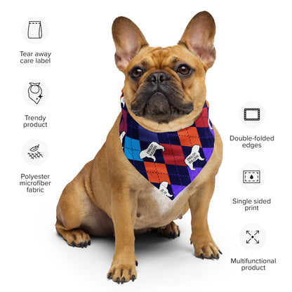 Colorful Argyle English Bulldog All-over print bandana