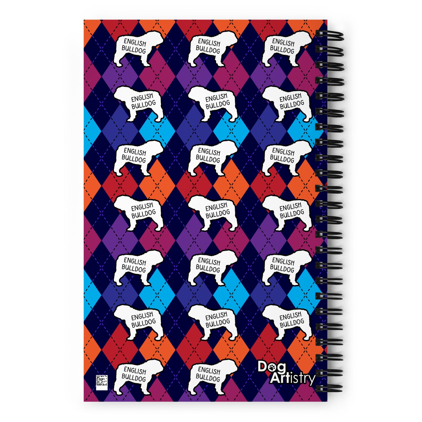 English Bulldog Colorful Argyle Spiral notebook