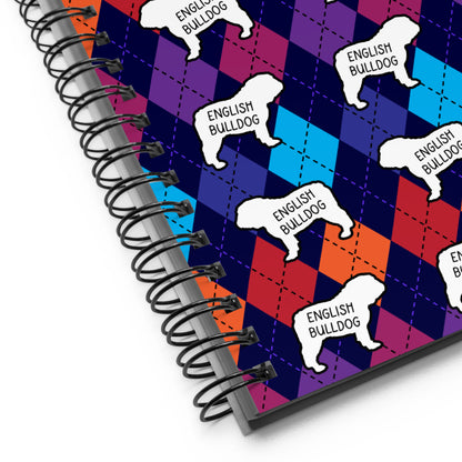 English Bulldog Colorful Argyle Spiral notebook