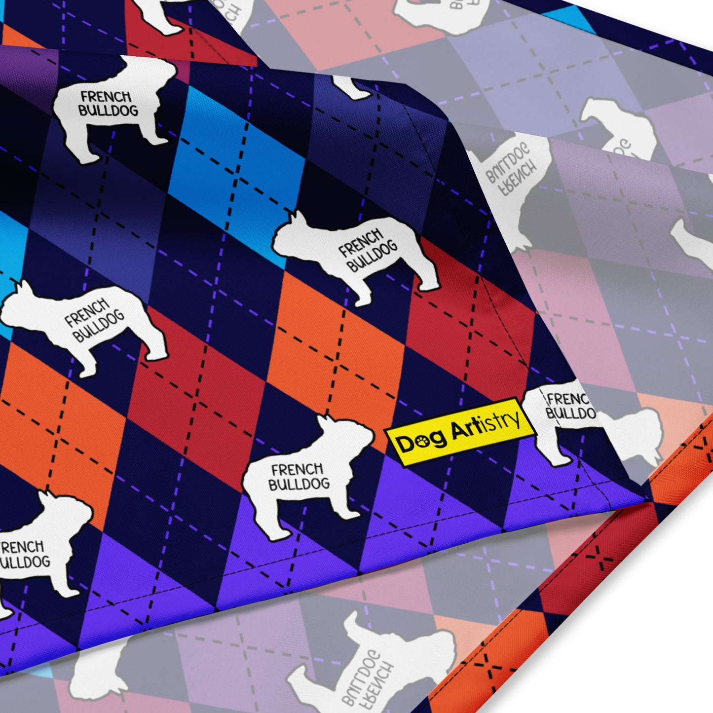 Colorful Argyle French Bulldog All-over print bandana