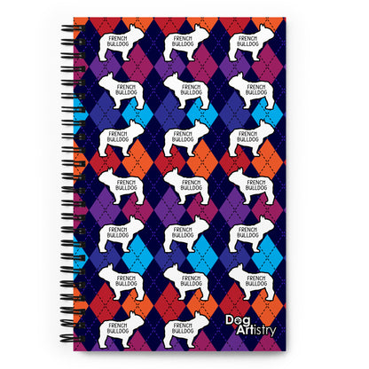 French Bulldog Colorful Argyle Spiral notebook