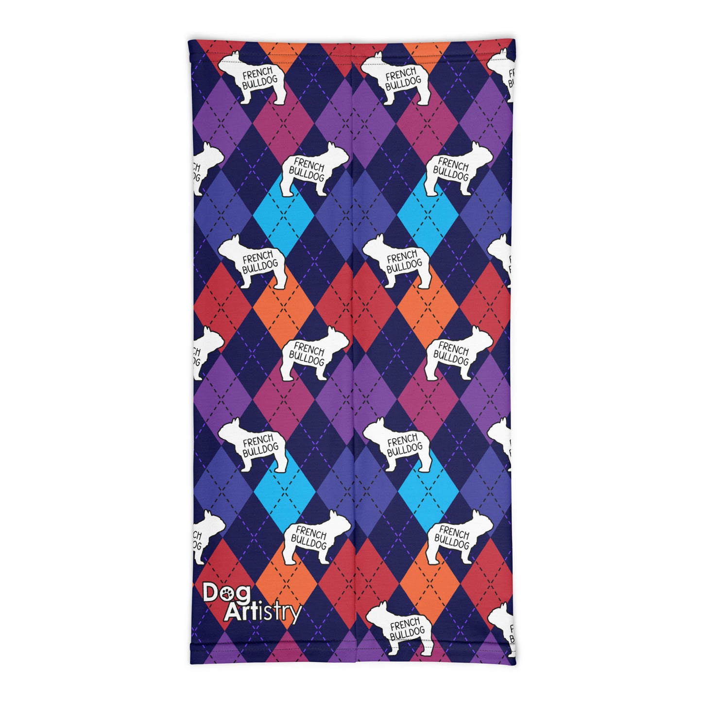 French Bulldog Colorful Argyle Neck Gaiter