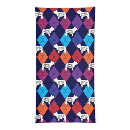 French Bulldog Colorful Argyle Neck Gaiter