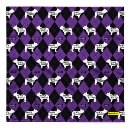 French Bulldog Argyle Purple and Black All-over print bandana