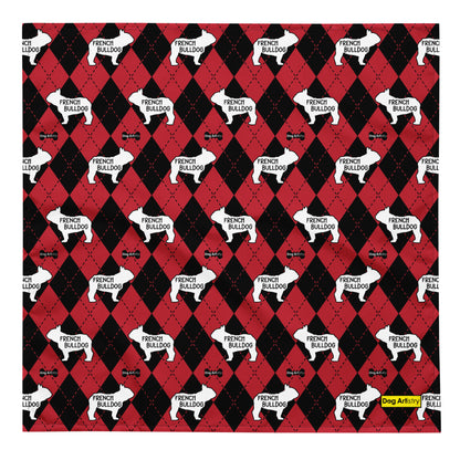French Bulldog Argyle Red and Black All-over print bandana