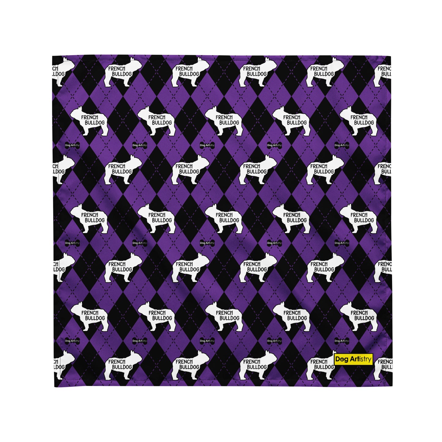 French Bulldog Argyle Purple and Black All-over print bandana