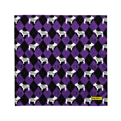 French Bulldog Argyle Purple and Black All-over print bandana