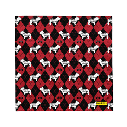 French Bulldog Argyle Red and Black All-over print bandana