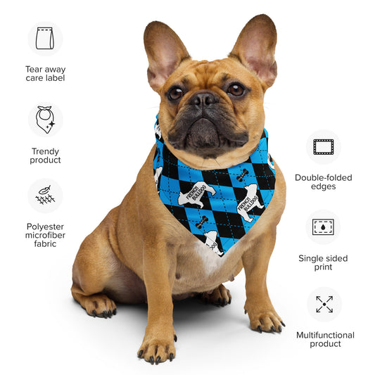 French Bulldog Argyle Blue and Black All-over print bandana