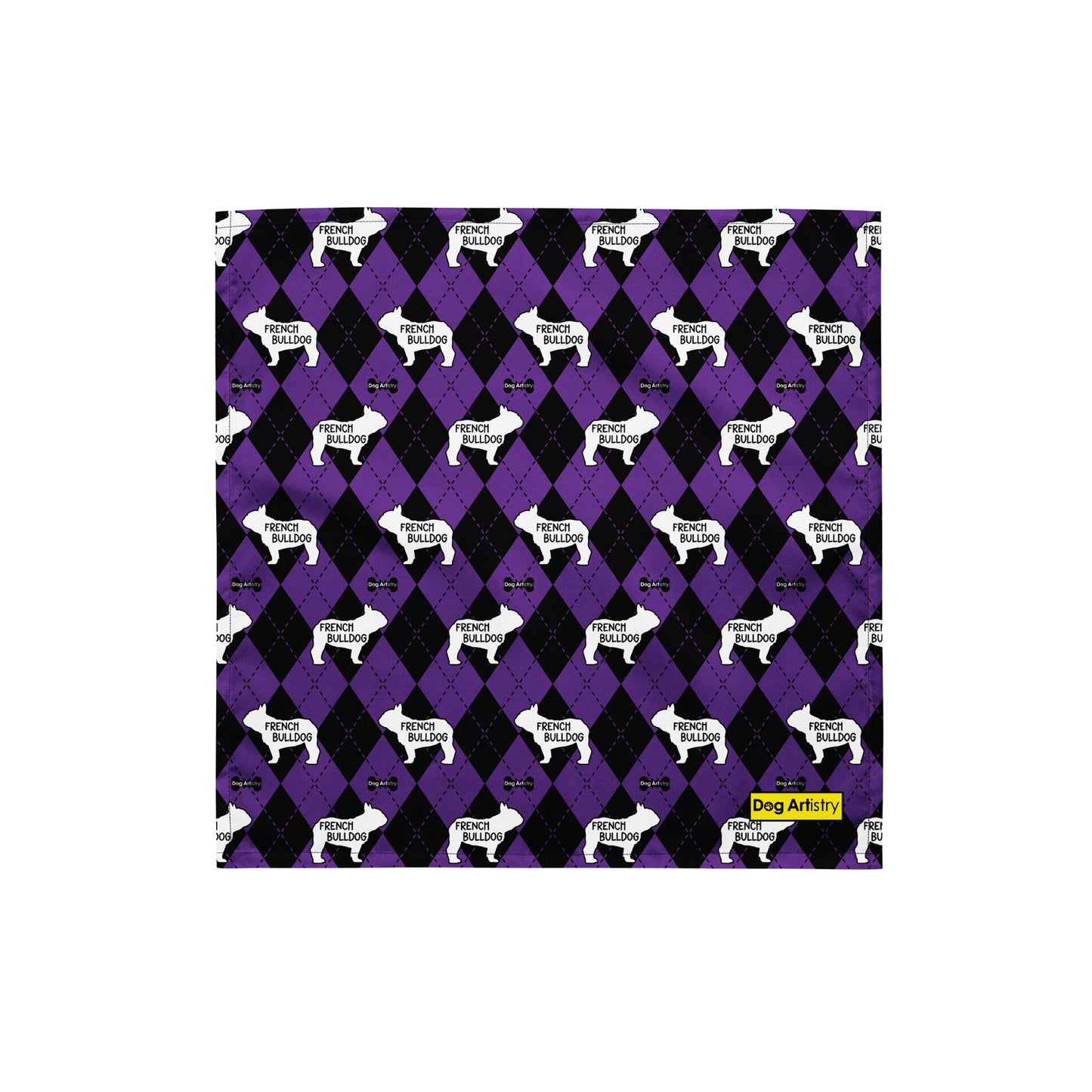 French Bulldog Argyle Purple and Black All-over print bandana