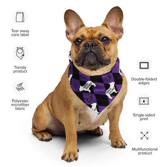 French Bulldog Argyle Purple and Black All-over print bandana