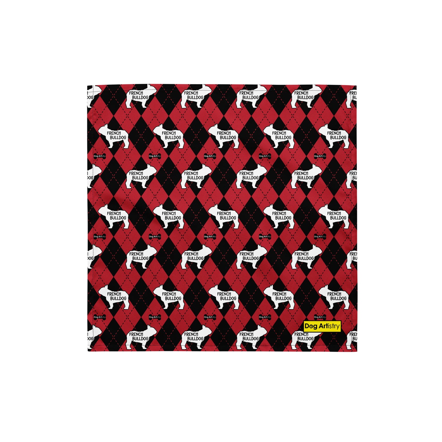 French Bulldog Argyle Red and Black All-over print bandana