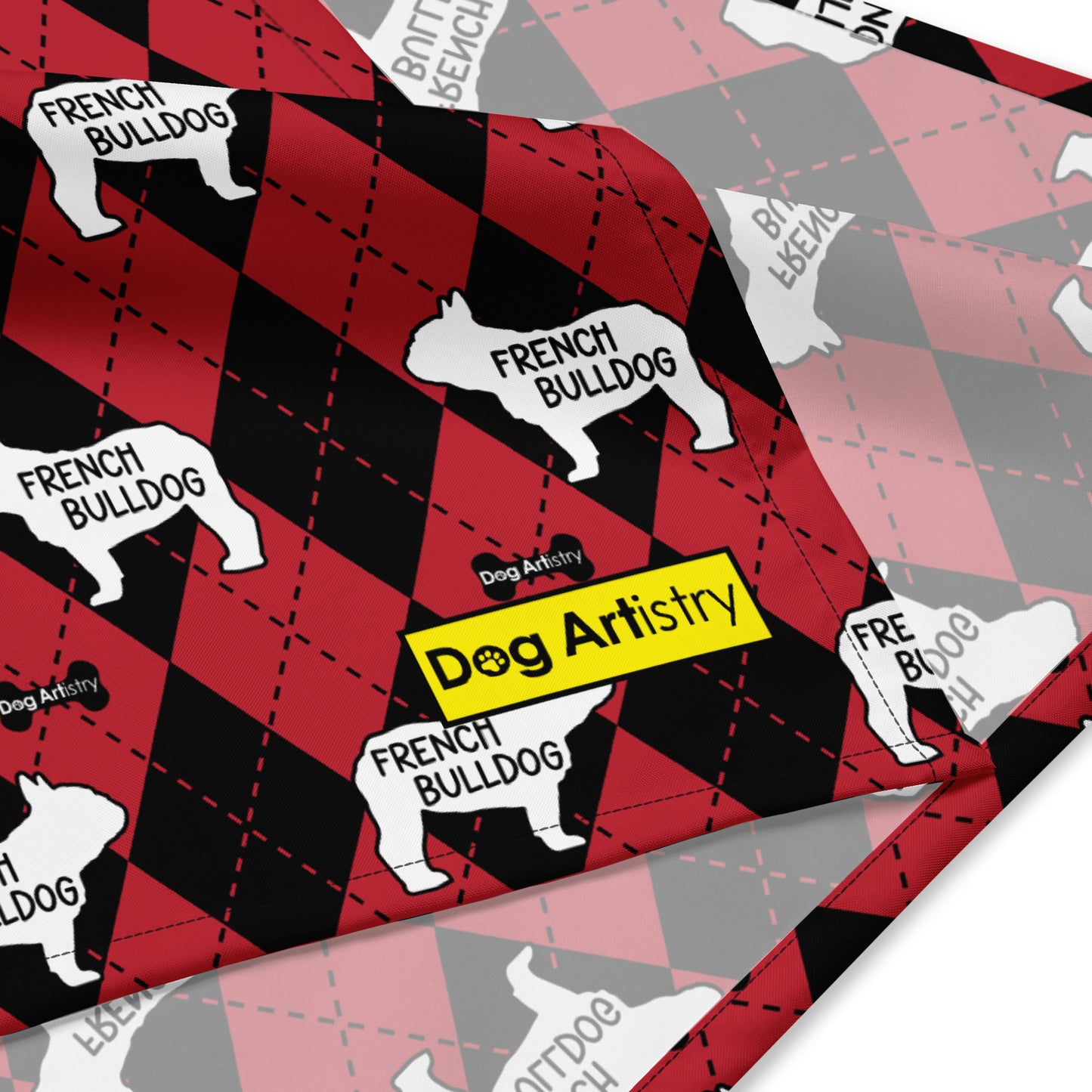 French Bulldog Argyle Red and Black All-over print bandana