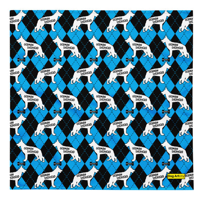 German Shepherd Argyle Blue and Black All-over print bandana