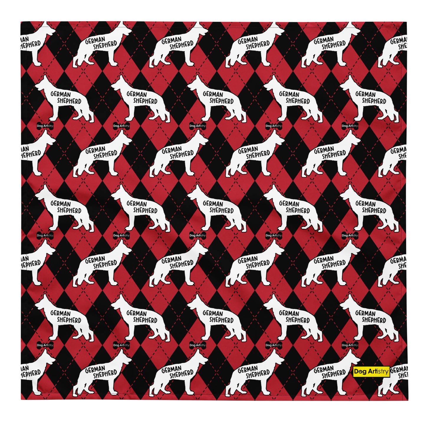 German Shepherd Argyle Red and Black All-over print bandana