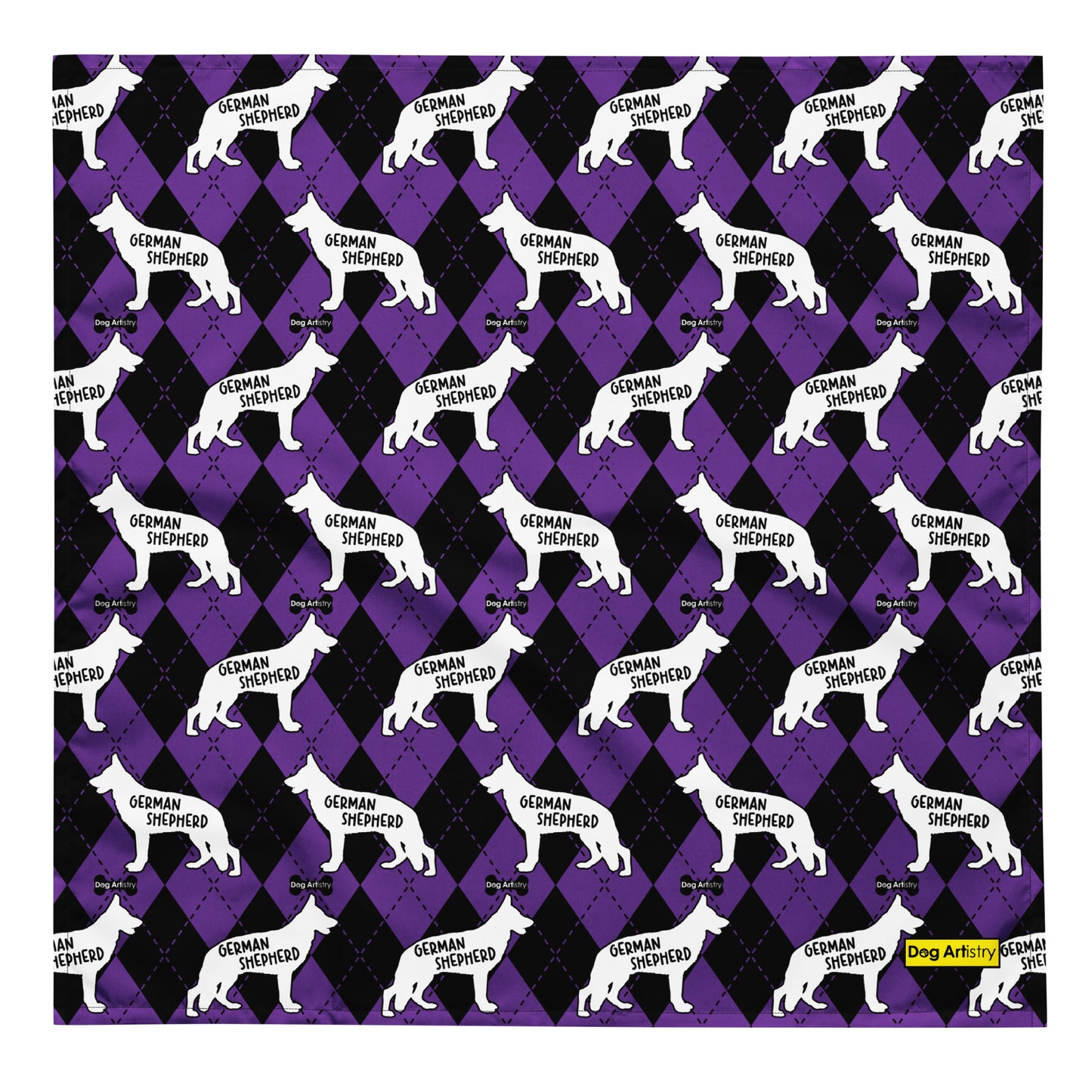 German Shepherd Argyle Purple and Black All-over print bandana