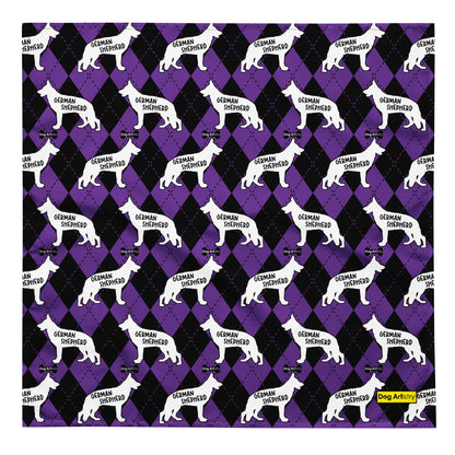German Shepherd Argyle Purple and Black All-over print bandana