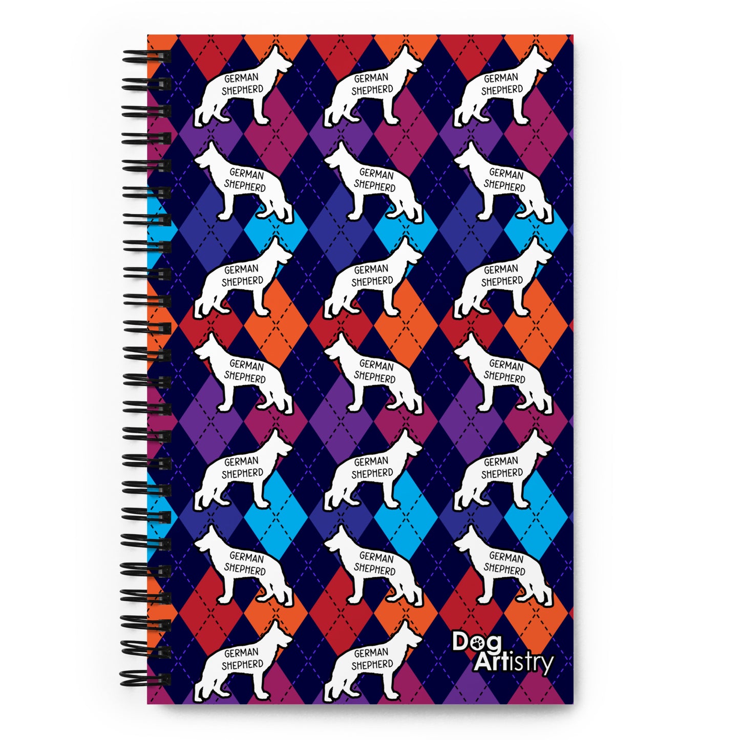 German Shepherd Colorful Argyle Spiral notebook