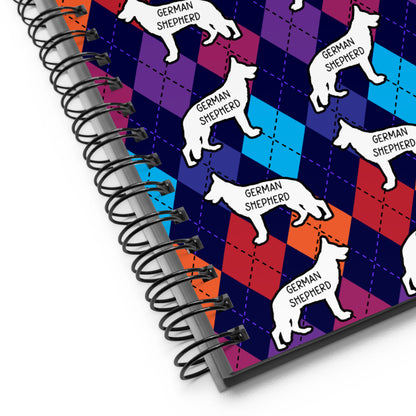 German Shepherd Colorful Argyle Spiral notebook