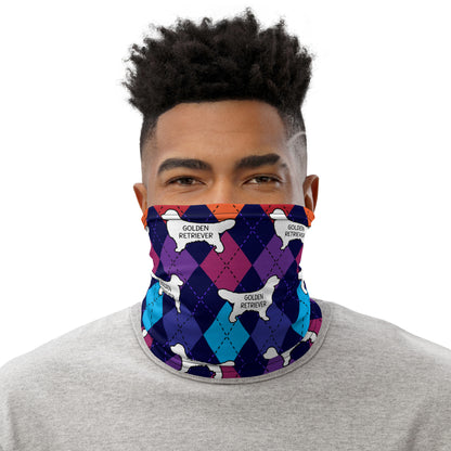 Golden Retriever Colorful Argyle Neck Gaiter