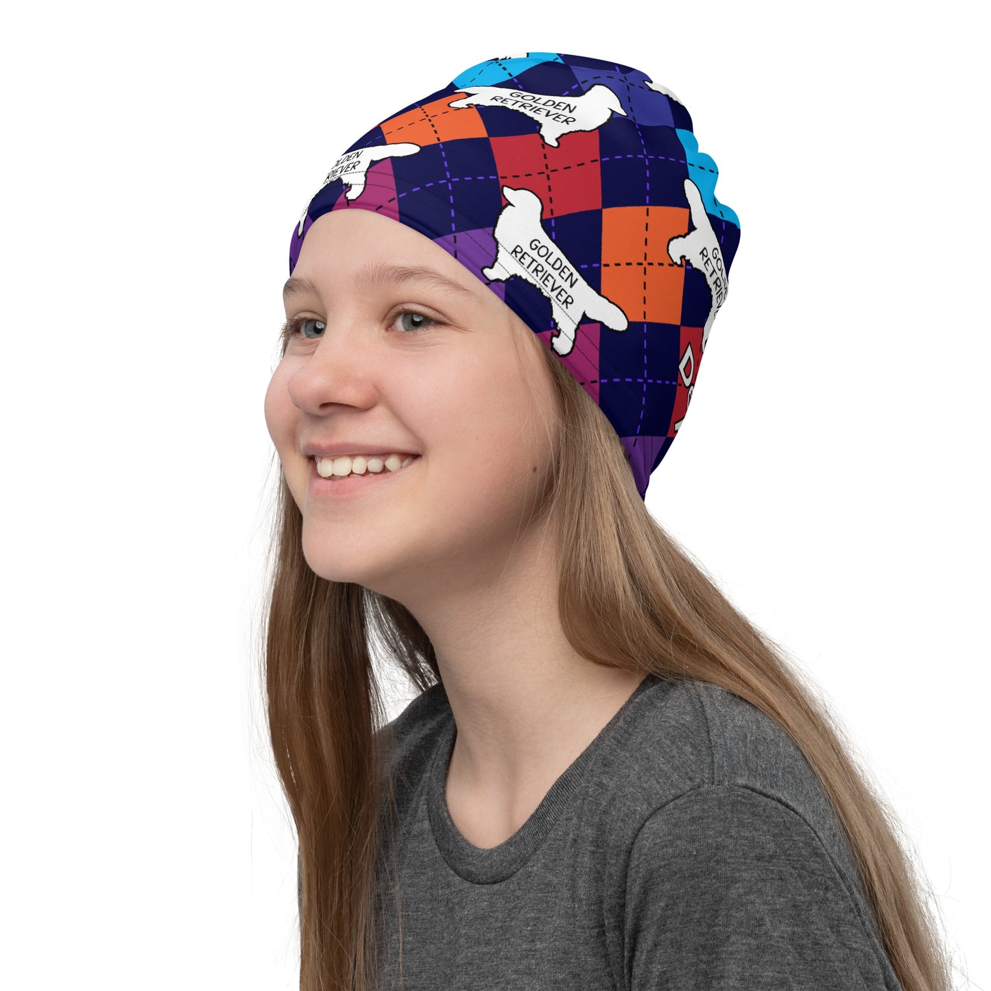 Golden Retriever Colorful Argyle Neck Gaiter