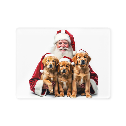Golden Retriever Puppies with Santa Claus Acrylic Ornament