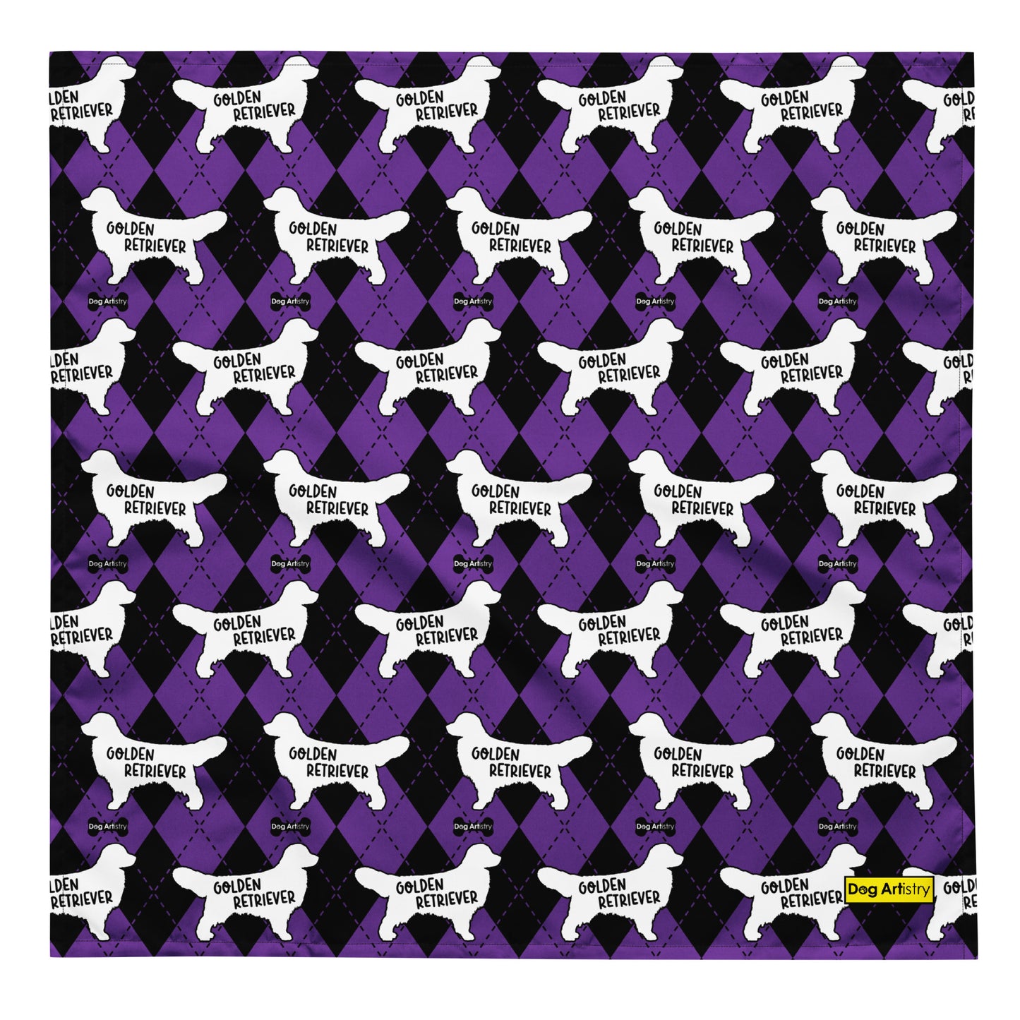 Golden Retriever Argyle Purple and Black All-over print bandana