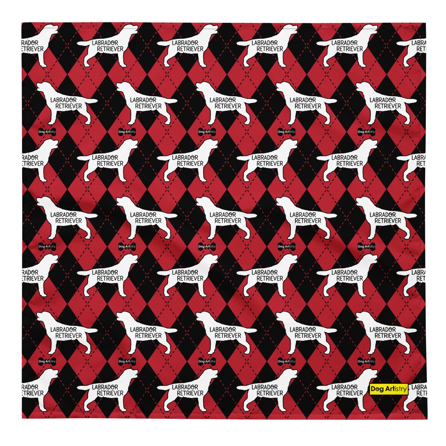 Labrador Retriever Argyle Red and Black All-over print bandana