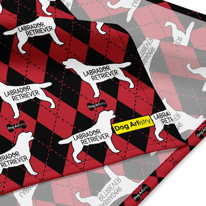 Labrador Retriever Argyle Red and Black All-over print bandana