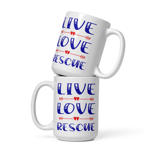 Live Love Rescue Glossy White Mug