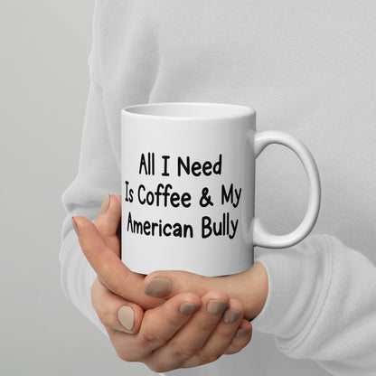 Love American Bully White glossy mug