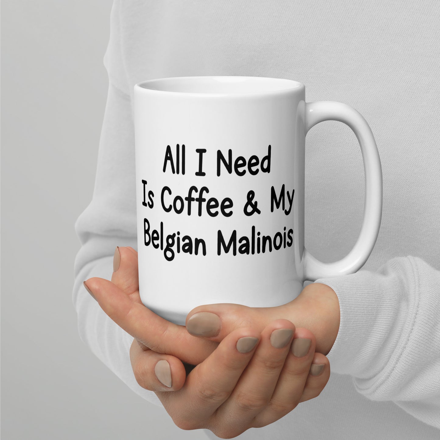 Love Belgian Malinois White glossy mug