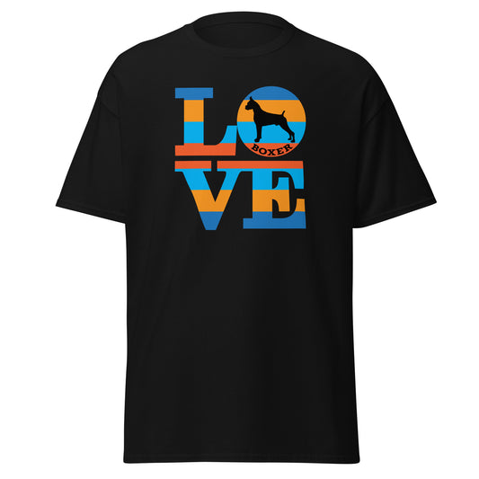 Boxer Love men’s black t-shirt by Dog Artistry.