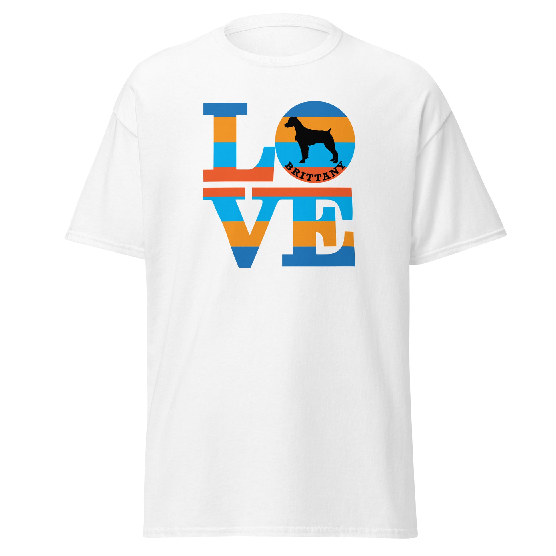 Brittany Love men’s white t-shirt by Dog Artistry.